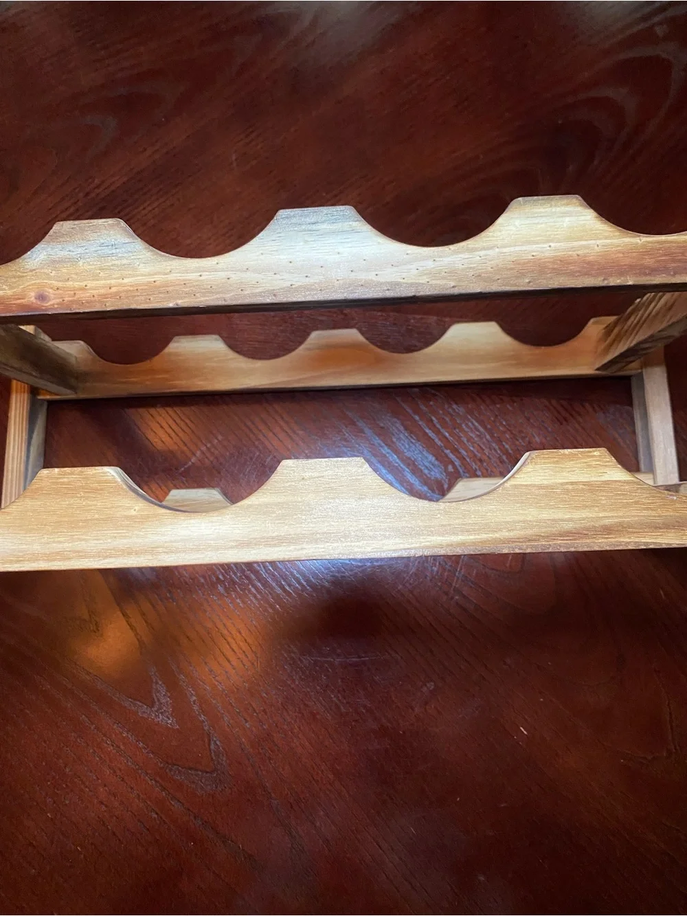 Eight bottle two tier wine rack table top design light brown wood